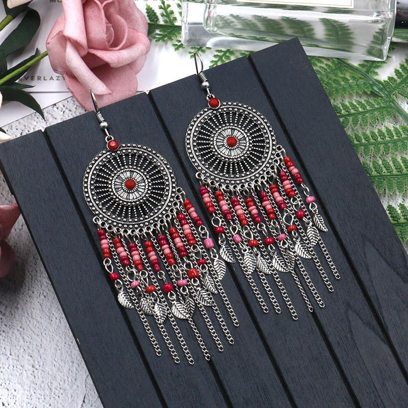 Big round hollow flowers alloy earrings