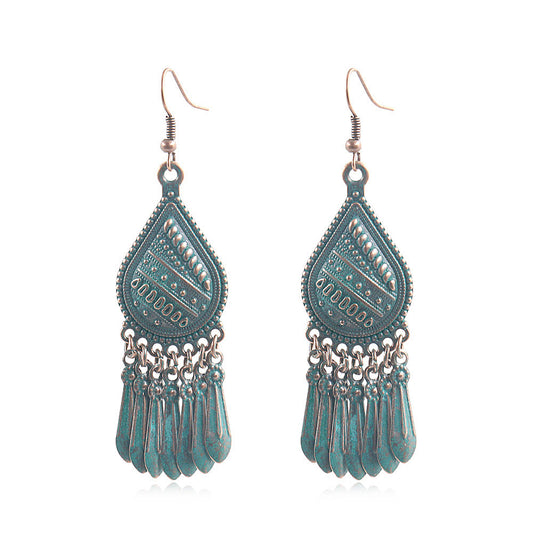 Retro water drop Tassel Earrings