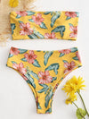 Bandeau High Cut Printed Bikinis Swimwear