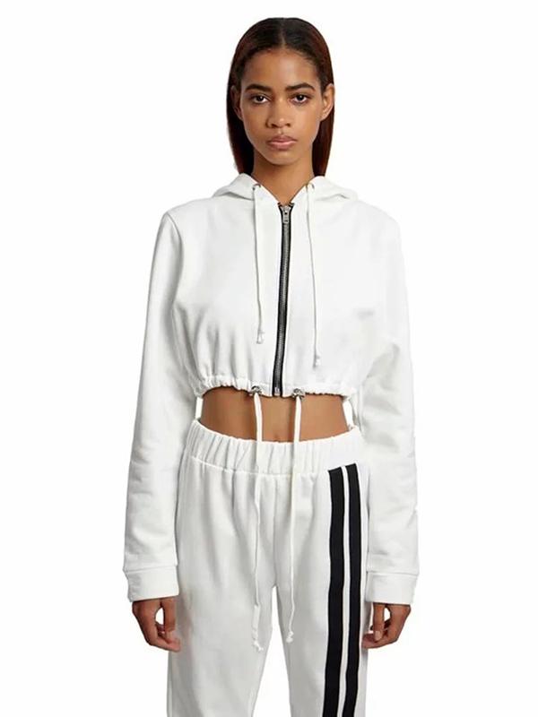 Zipper Hooded Sweatershirts And Striped Track Pants Suits