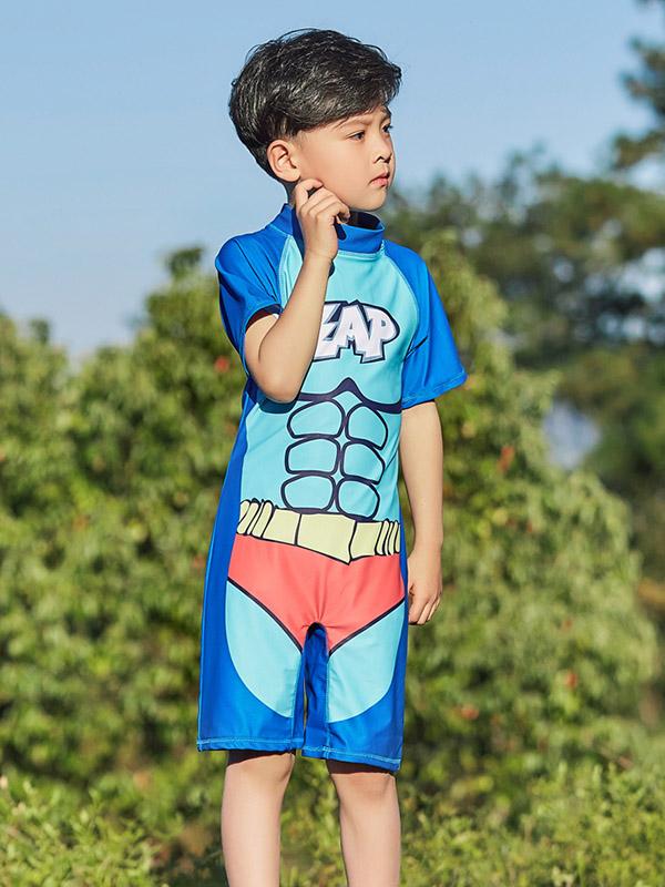 AONIHUA Blue Printed Boy Swimwear