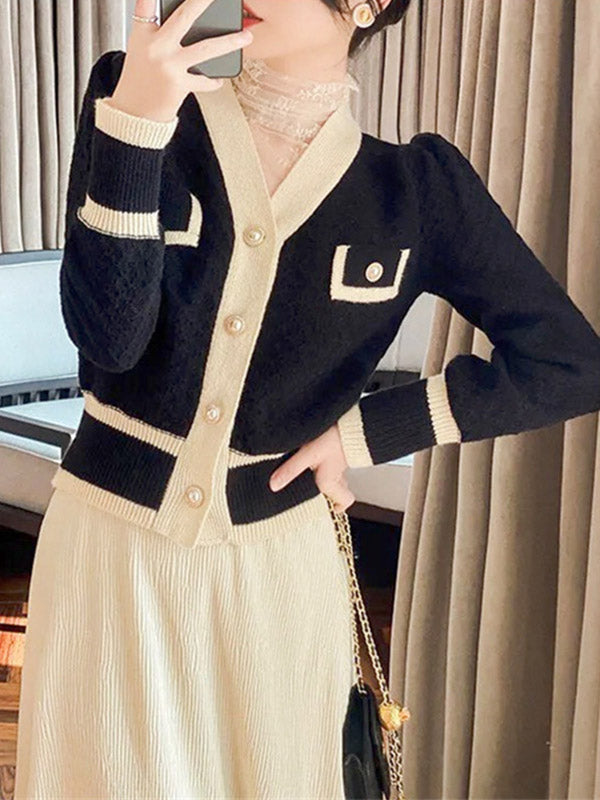 Original Buttoned V-Neck Long Sleeves Cardigans Outerwear