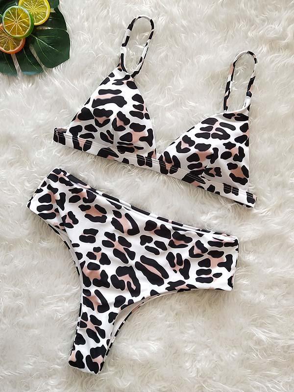 Leopard High Waist Floral Bikinis Swimwear