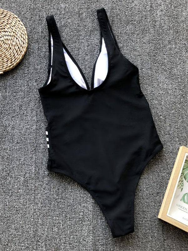 Hollow Striped One-piece Swimwear