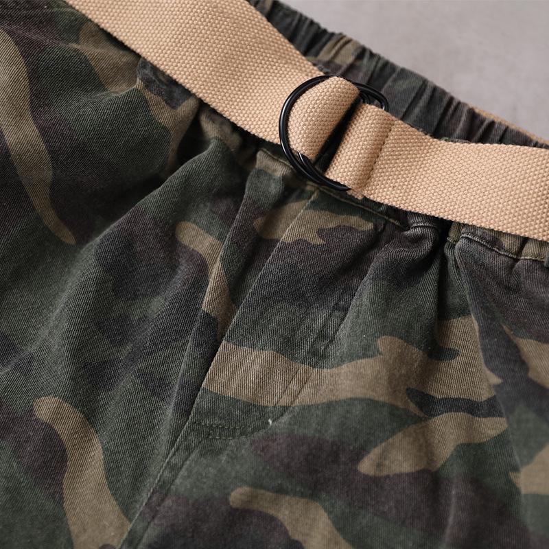 Buykud Camouflage Pattern Hole Casual Loose Pants