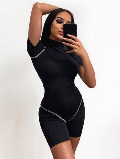 Short Sleeve Zipper Sport Romper