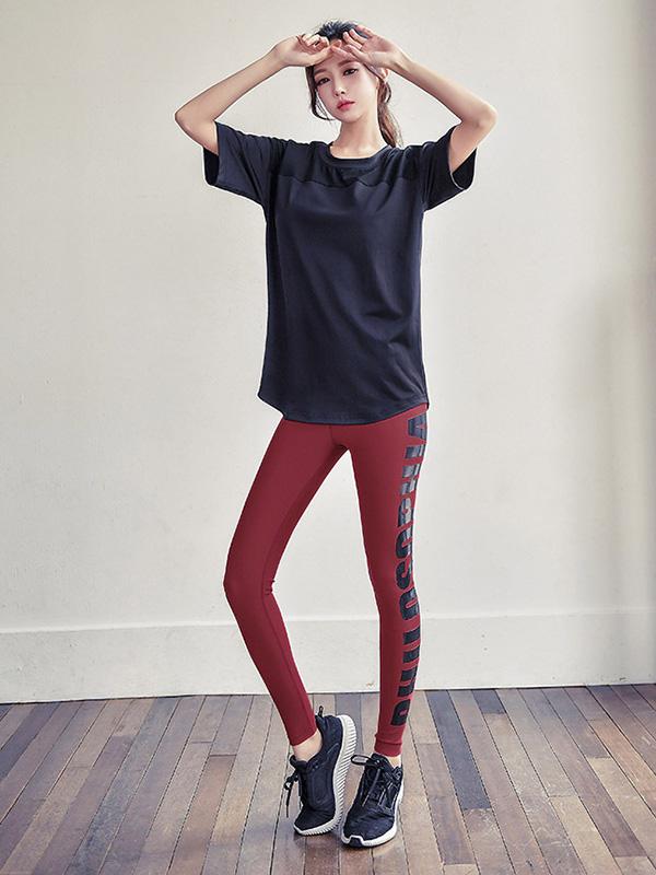 Short Sleeve Loose Tees And Leggings Suits