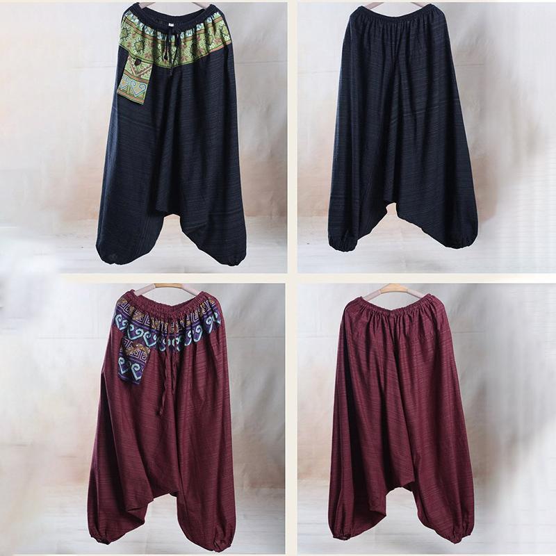 Ethnic Linen Spring Casual Cross-Pants