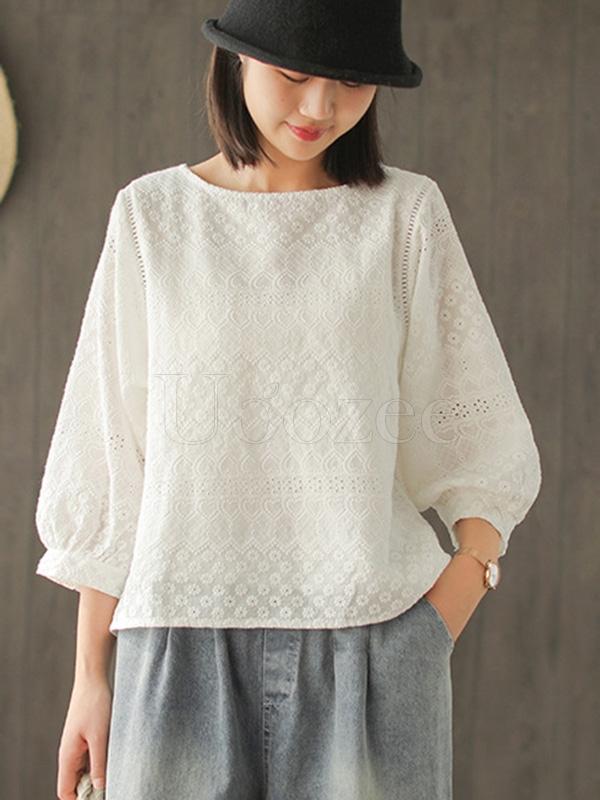 Casual Pure Color Hollow T-shirt