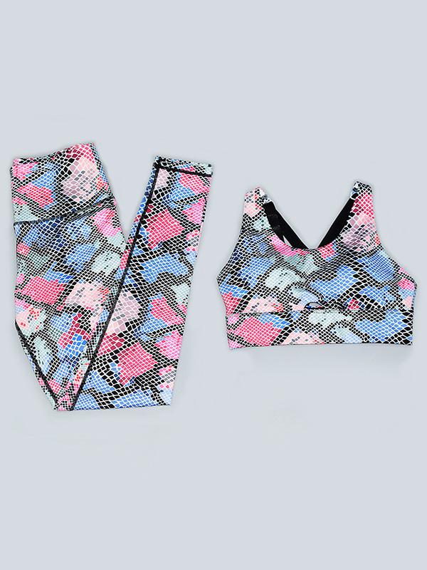 Tight Colored Serpentine Moisture Absorption Yoga&Gym Suits