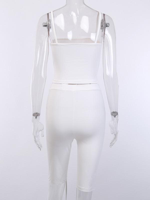 Solid Split-joint Tank and Sports Shorts Suits