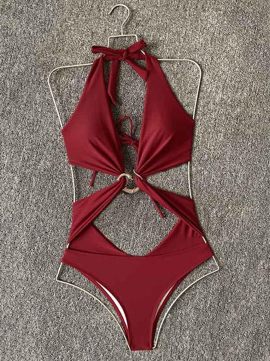 Snake Accessories Hollow One-Piece Swimwear