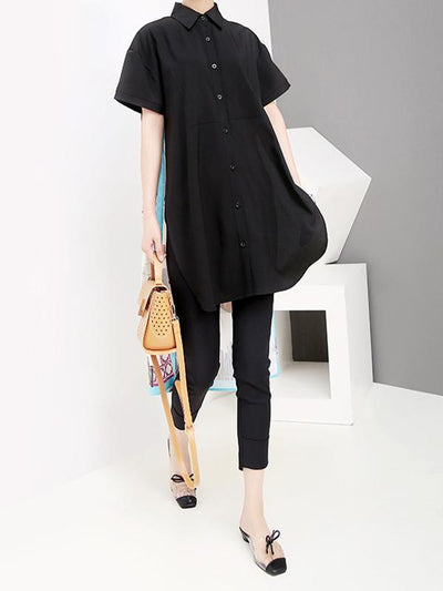 High-low Short Sleeves Backless Shirt