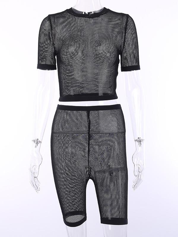 Casual Mesh See-through Sport Suits