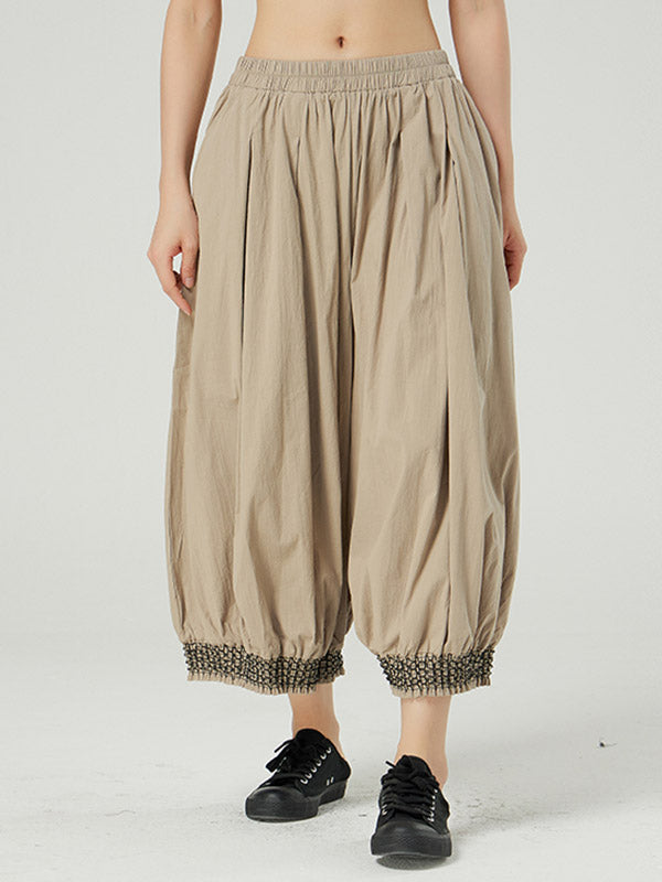 Casual Elasticity Waist Wide Leg Loose Pants