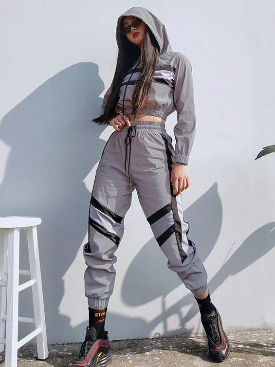 Hooded Crap Jacket And Track Pants Suits