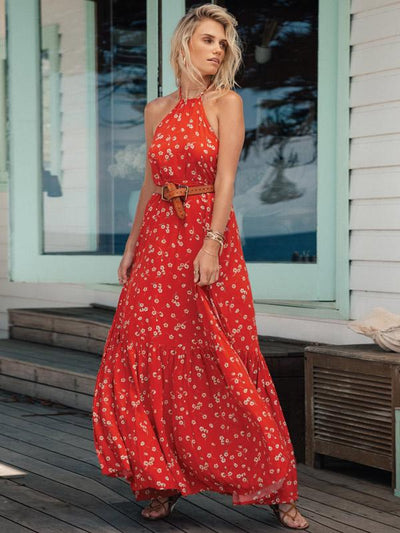 Backless Sleeveless Side Split Maxi Dresses