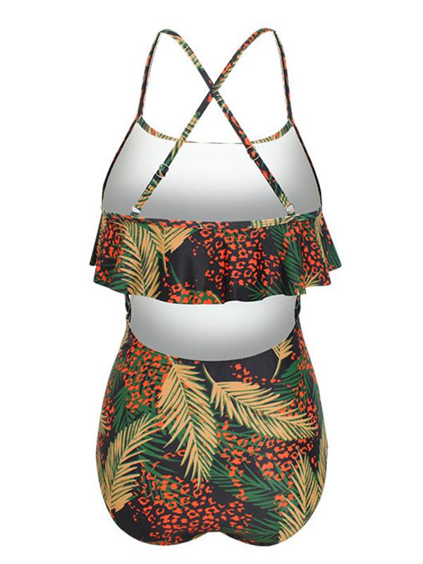 Ruffled Printed Plaid One-Piece Swimsuit