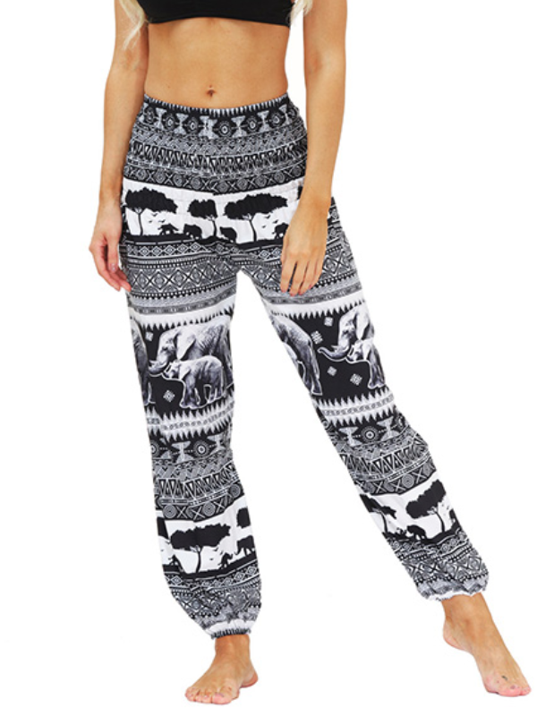 Bohemia Elephant Printed Elastic High Waisted Knickerbockers& Yoga Pants