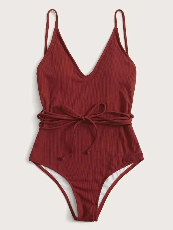 Sexy V-Neck Bandage One-Piece Swimwear