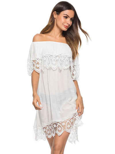 Lace Tulle Sexy Off-the-shoulder Cover-Ups Swimwear