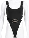 Sleeveless Metal Buckle Bodysuits