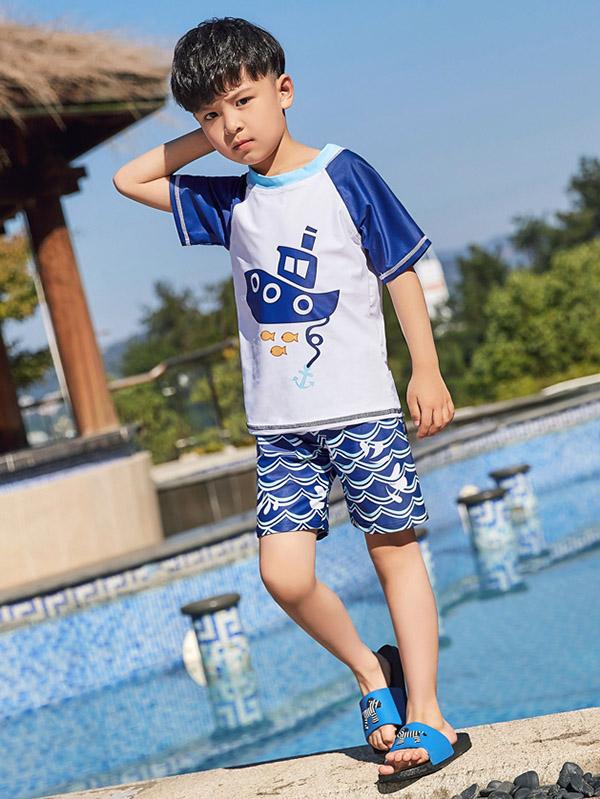 AONIHUA Waves Printed Bottom Little Boy Swimwea