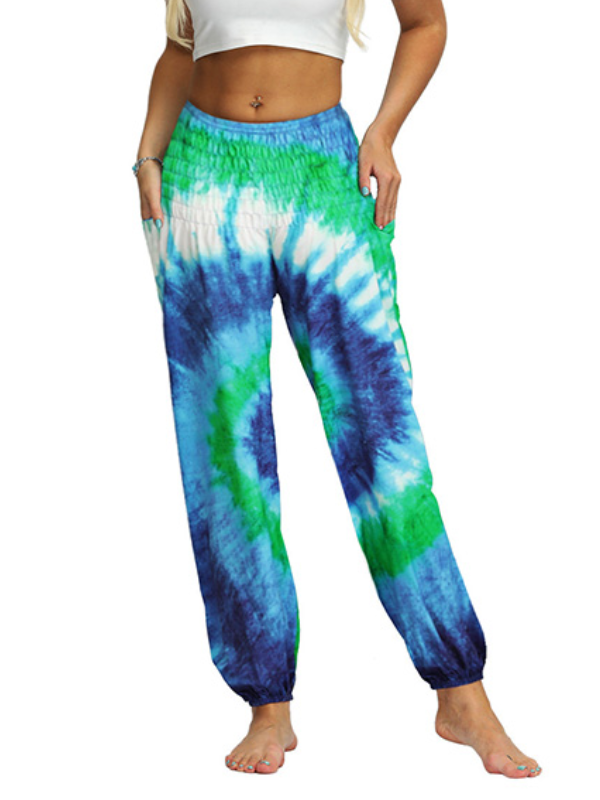 Bohemia Tie-Dyed Elastic Multi-Colored Knickerbockers& Yoga Pants