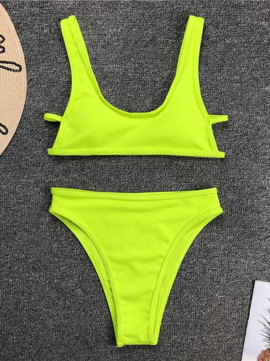 Sexy Backless Hollow Vest Split Type Bikini Swimsuit