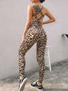 Sports Leopard Print Cross Strappy Jumpsuits