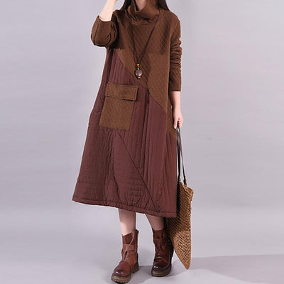 Autumn Winter Simple Stitching Design Casual Dress