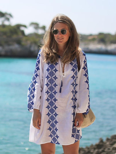 V-neck Printed Swimwear Cover-up