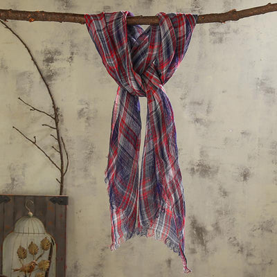 Colored Plaid Soft Comfortable Linen Scarf