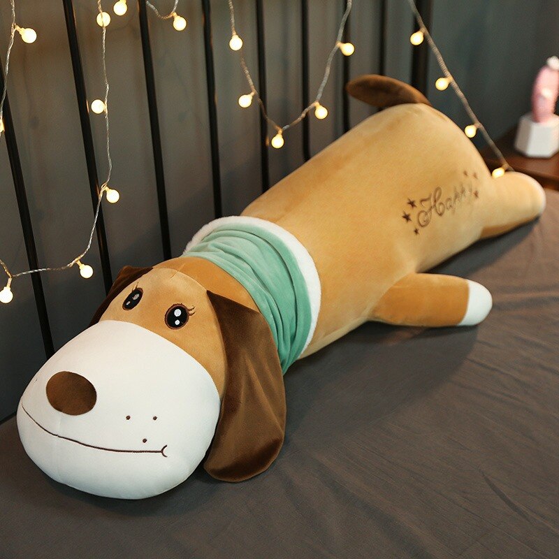 Cute Lying Schnauzer Dog Cattle Giraffe Plush Long Pillow Soft Stuffed Cartoon Animal Doll Sleeping Pillow Cushion Friends Gifts