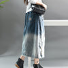 Embroidered Floral Frayed Casual Denim Skirt
