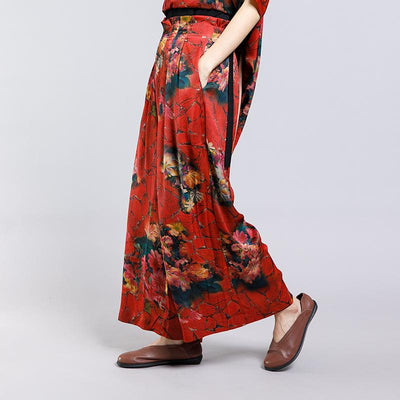 Floral Printed Irregular Lacing Two Piece Suit