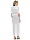 Chiffon Shirt Collar Button Front Bandage Maxi Dress Cover-Ups