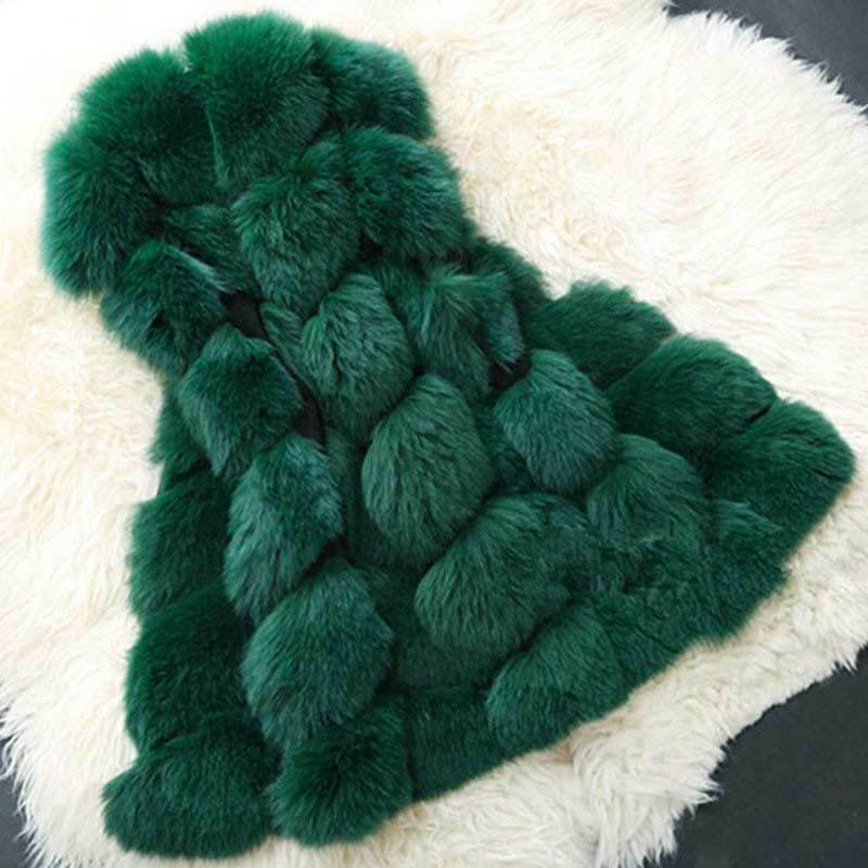 High quality Luxury Artificial Fur Warm Women Coat