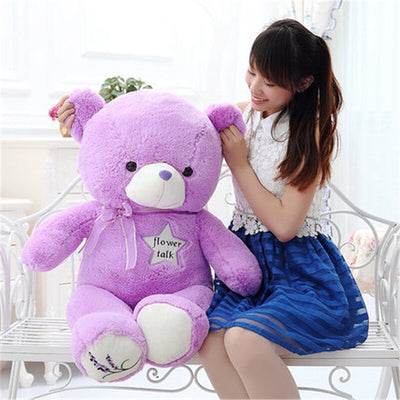 New Arrived High Quality Lavender Purple Bear Plush Toy Child Baby Girl Cloth Pillow Doll Birthday Gift