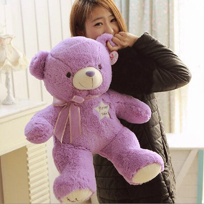 New Arrived High Quality Lavender Purple Bear Plush Toy Child Baby Girl Cloth Pillow Doll Birthday Gift