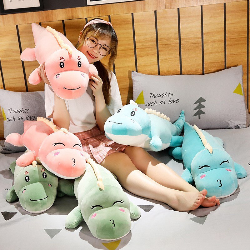 New Big Size Long Lovely Dinosaur Plush Toy Soft Cartoon Animal Dinosaur Stuffed Doll Boyfriend Pillow Kids Girl Birthday Gift