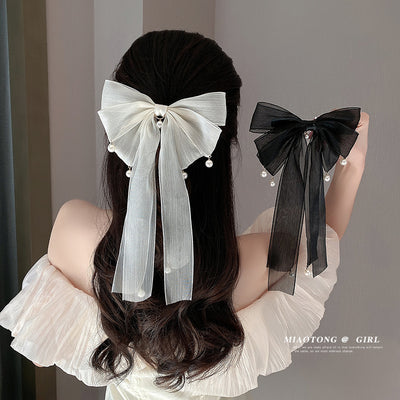 Floating ribbon bow Hair Clips