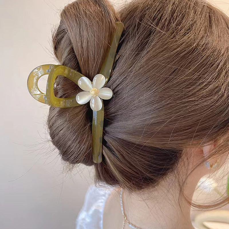 Cat's Eye Flower Hair Clips