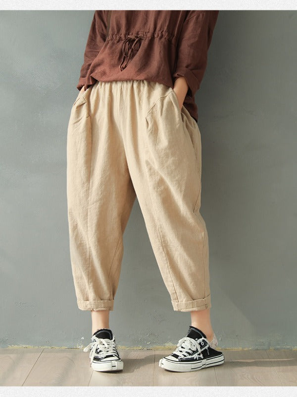 Vintage Solid Loose Splicing Harem Pants