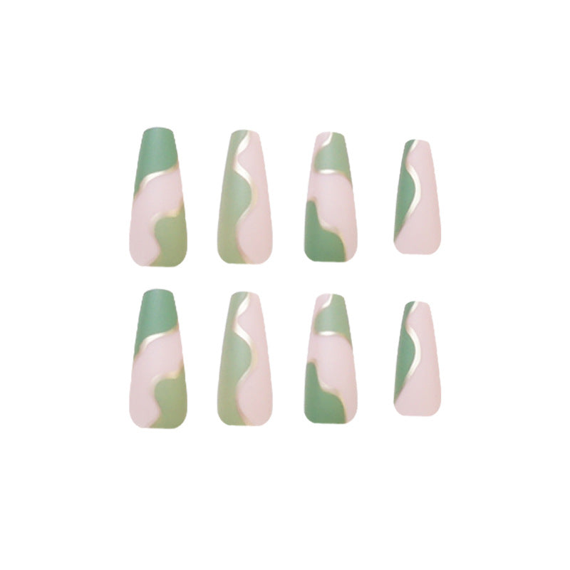 Color blocking grayish green PRESS ON NAILS