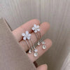 Floral rhinestones fringed earrings