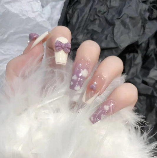 White clouds PRESS ON NAILS