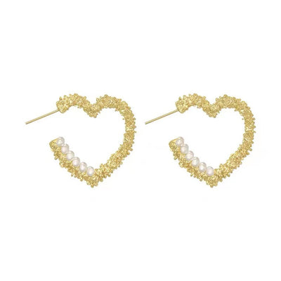 S925 Silver Needle Fashion Love Pearl Delicate C-shaped Earrings