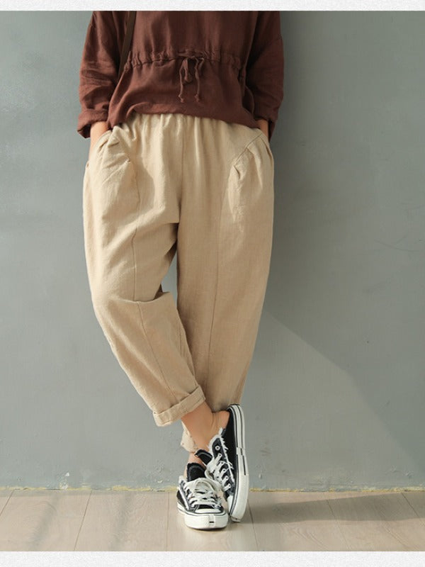 Vintage Solid Loose Splicing Harem Pants