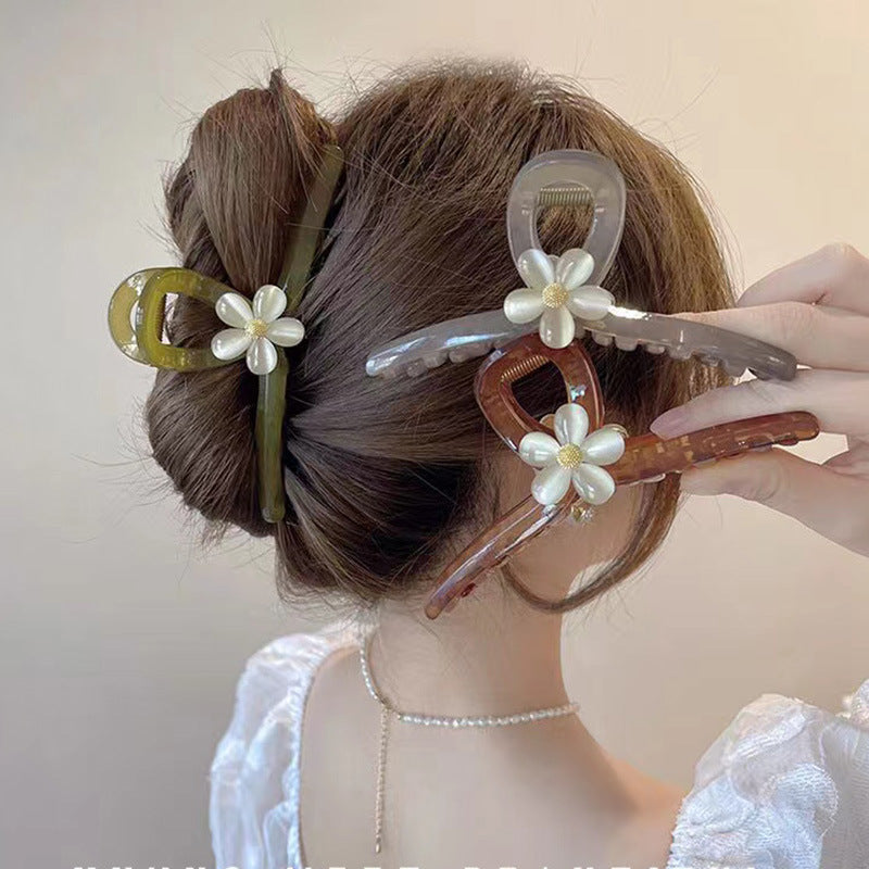 Cat's Eye Flower Hair Clips